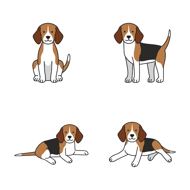 Vector beagle dog icon set cartoon set of dog vector icons for web design