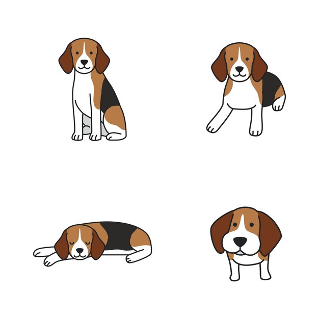 Vector beagle dog icon set cartoon set of dog vector icons for web design