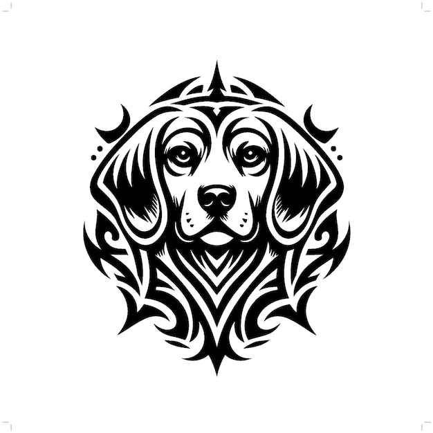 Beagle dog in modern tribal tattoo abstract line art of animals minimalist contour Vector