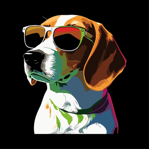 Beagle dog Vector illustration of a hunting dog in flat color cartoon style portrait poster