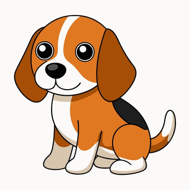 Vector beagle sitting kawaii vector