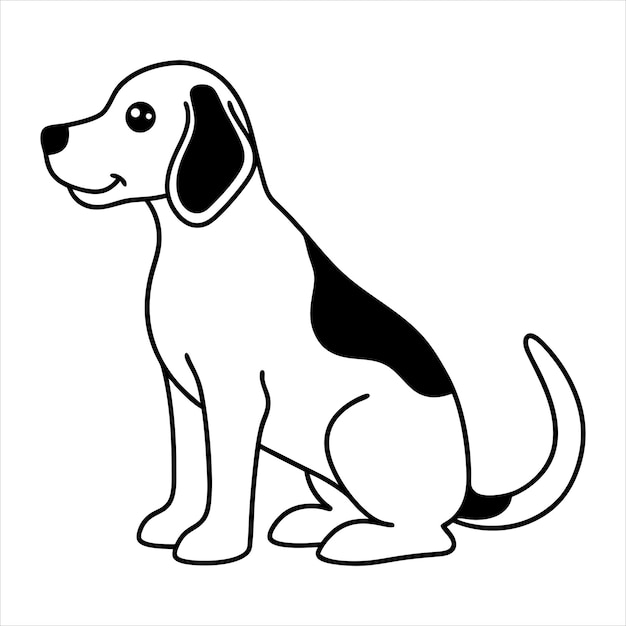 Vector beagle sitting line art