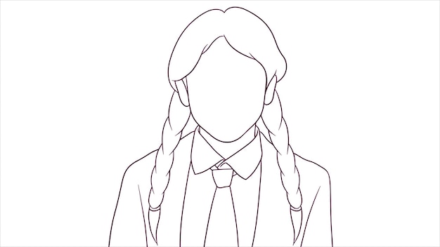 Beaming Girl in School Attire hand drawn style vector illustration