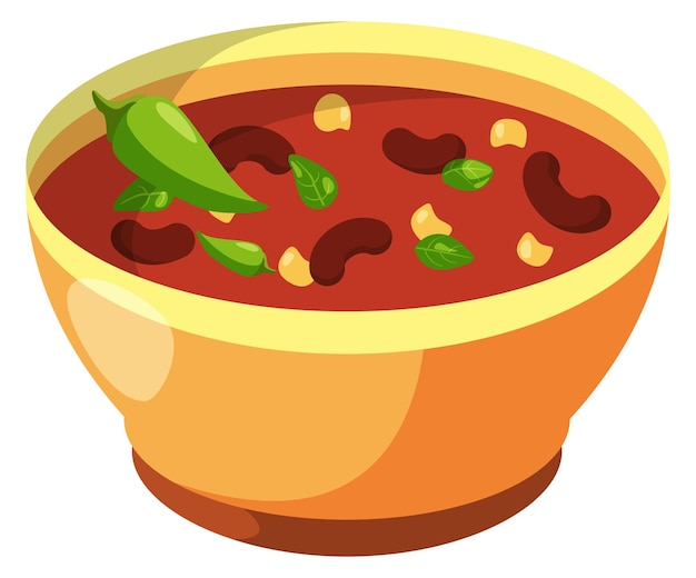 Bean chili soup icon Cartoon spicy mexican food