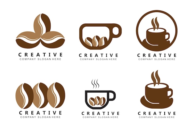 Beans And Coffee Cup Logo Template vector icon design