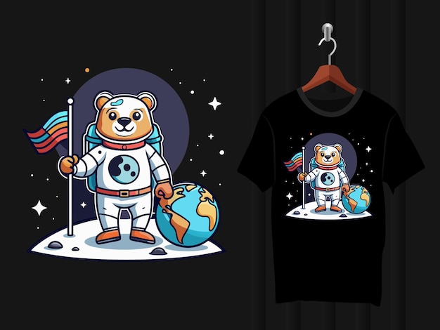 Vector bear astronaut tshirt design artwork