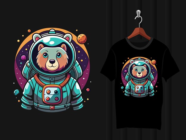 Vector bear astronaut tshirt design artwork