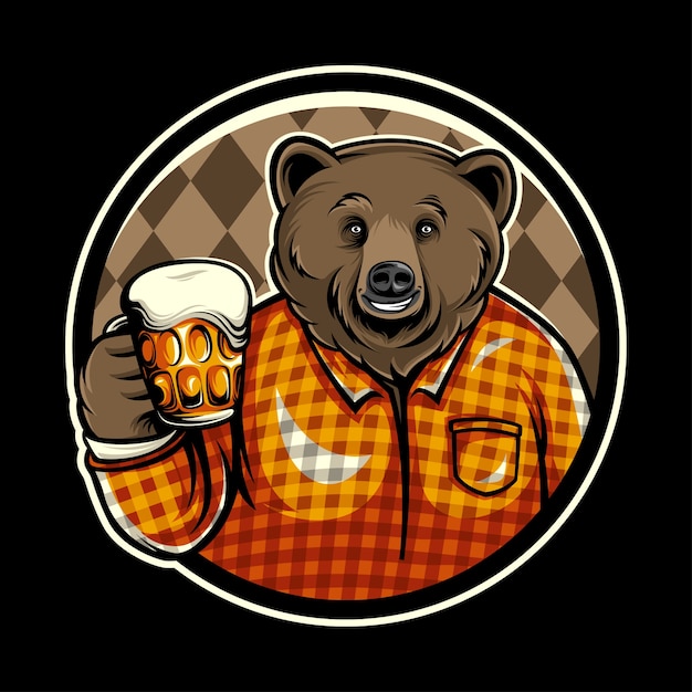 Vector bear beer vector badge