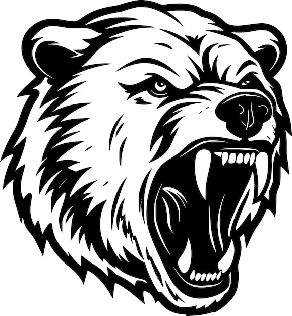 Bear Black and White Isolated Icon Vector illustration