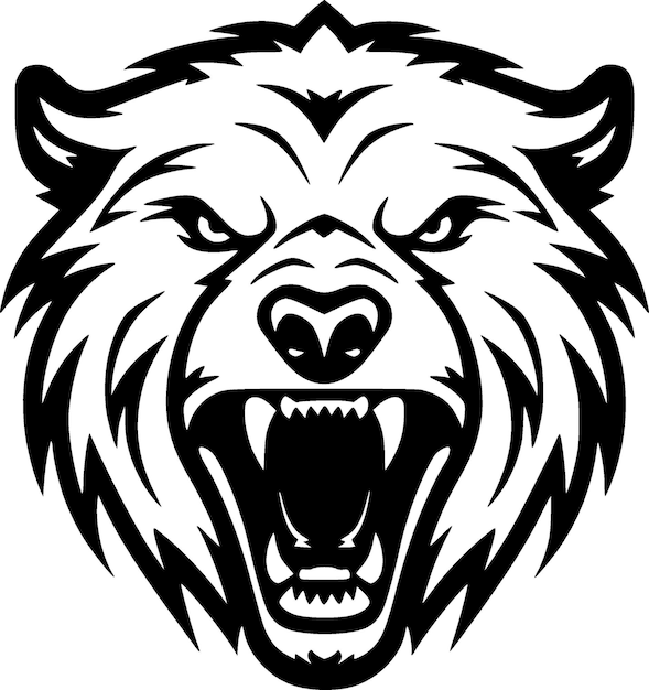 Bear Black and White Vector illustration