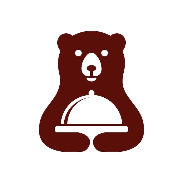 bear brings food vector logo