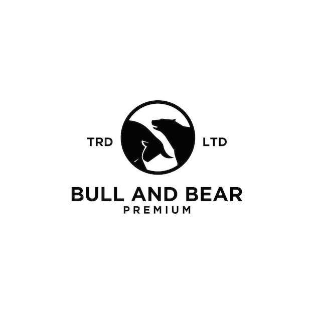 Bear bull on circle finance logo design