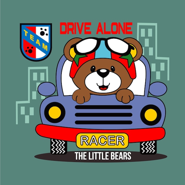 bear cars design cartoon vector illustration