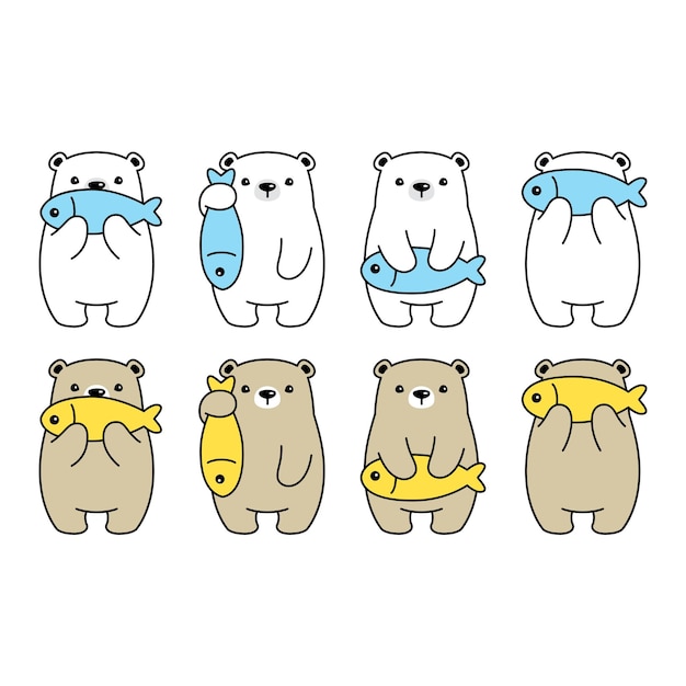 bear cartoon character polar cartoon fish