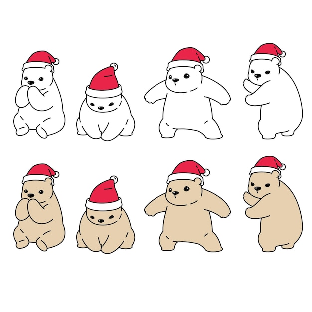 bear cartoon character polar santa claus christmas