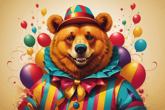 bear clown funny joy happy carnival smile costume illustration