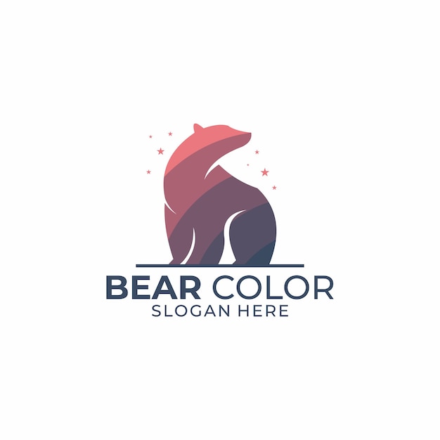 Vector bear color logo template