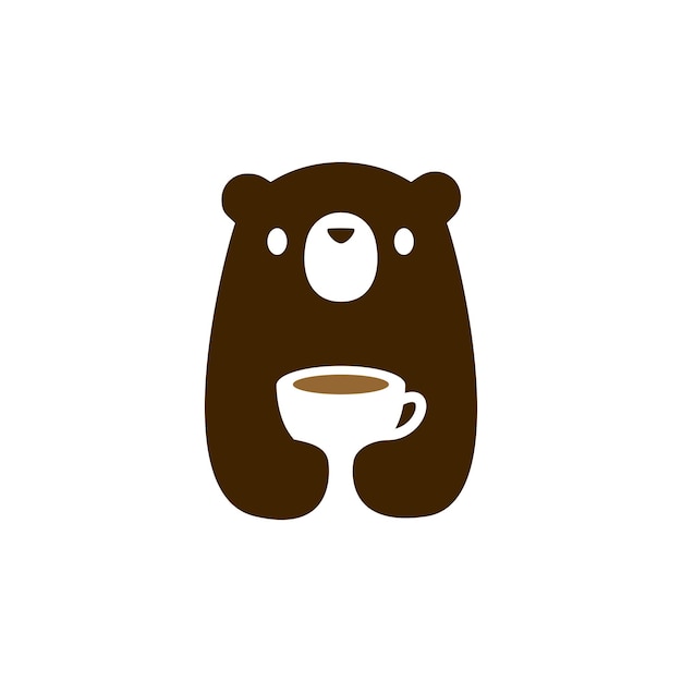 Bear cub cup coffee tea drink logo   icon illustration