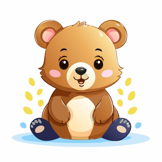 Vector bear cute small cartoon baby animal character