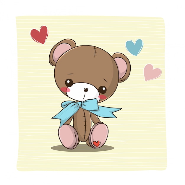 Bear doll Cartoon cute with heart