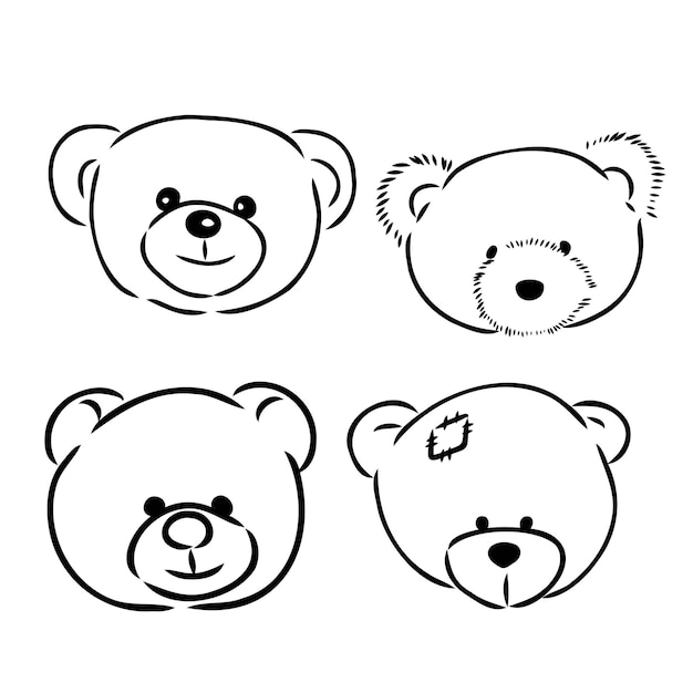 Bear doll icon outline flat design vector Teddy bear icon outline