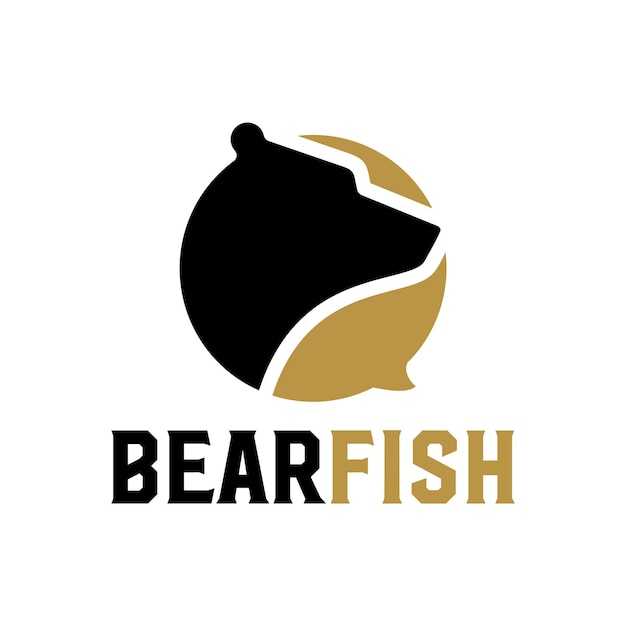 bear and fish logo vector inspiration