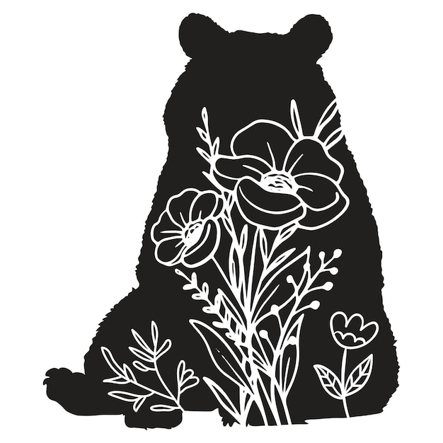 Vector bear floral svg floral bear vector file