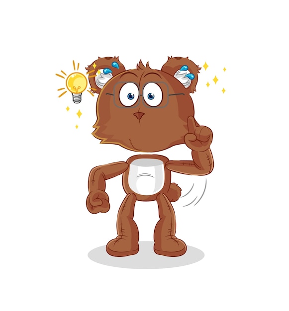 Bear got an idea cartoon mascot vector