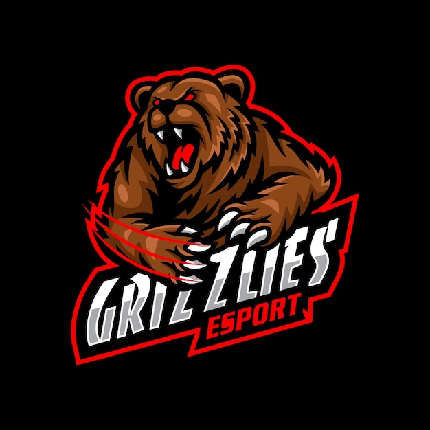 Bear grizzlies mascot logo esport gaming