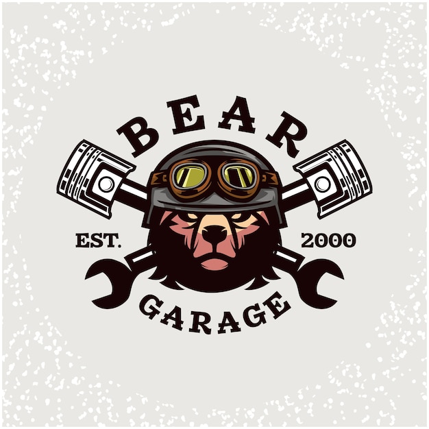 Bear head auto repair and custom garage logo.