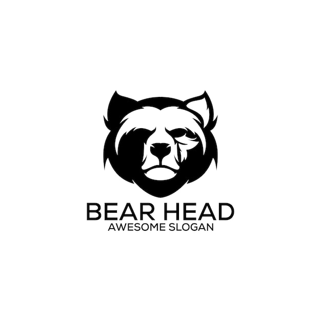 bear head logo design line art