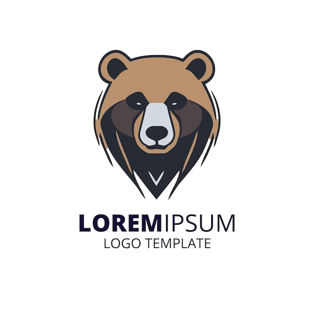 Vector bear head logo template bear mascot bear head logo minimal design