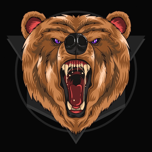 Vector bear head scream