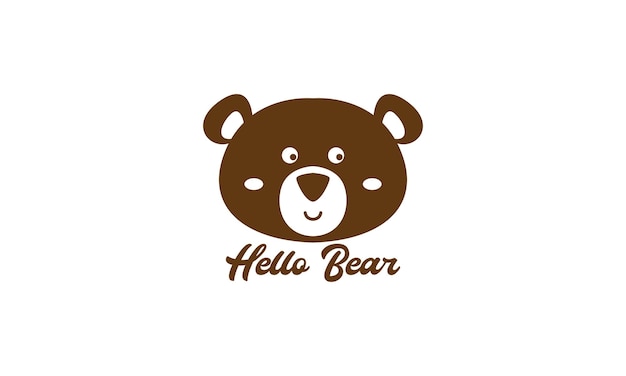 Bear head smile cute cartoon logo vector icon illustration design