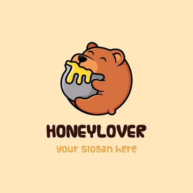 Bear Honey Lover Logo template