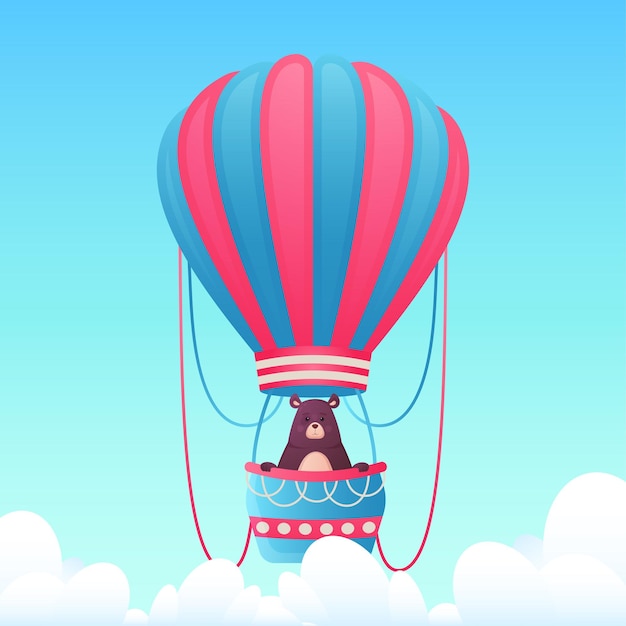 Bear in a hot air balloon part of the illustration