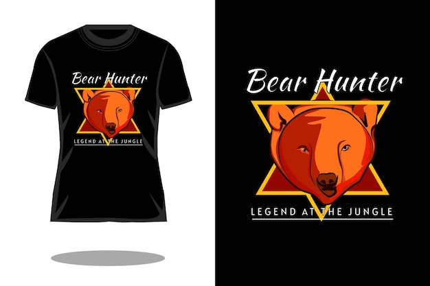 Bear hunter retro t shirt design