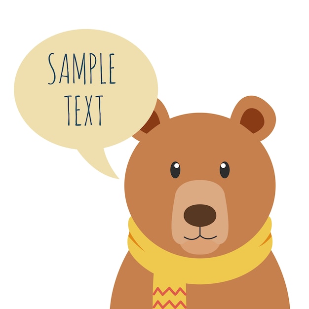 Bear Illustration with Sample Text Bubble Speech