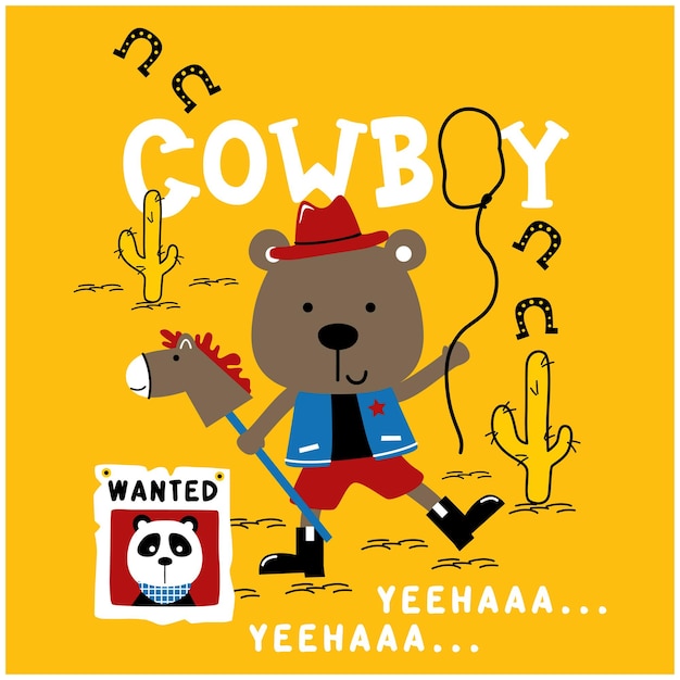 Bear the little cowboy funny animal cartoon