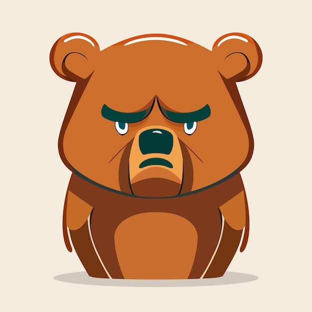 Bear logo design Cartoon sad bear isolated Image of a bear in flat style