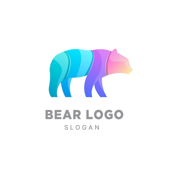 Bear logo design gradient colorful template cute panda teddy bear