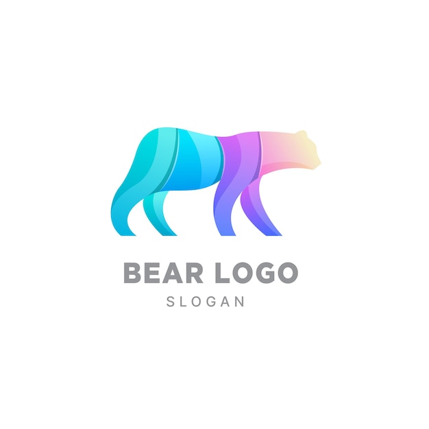 Bear logo design gradient colorful template cute panda teddy bear