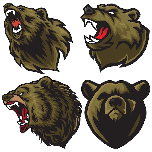 Bear Logo Set Esports Mascot Vector Premium Collection