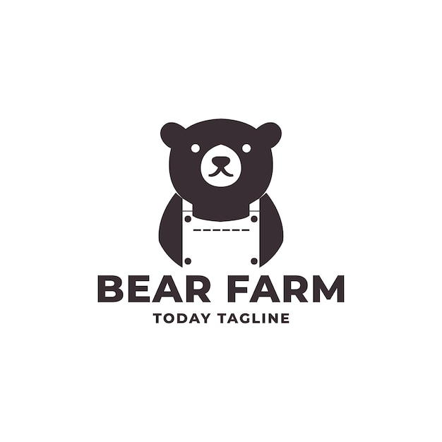 Bear logo with farmer concept vector icon symbol design illustration