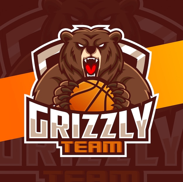 bear mascot basketball sport logo design