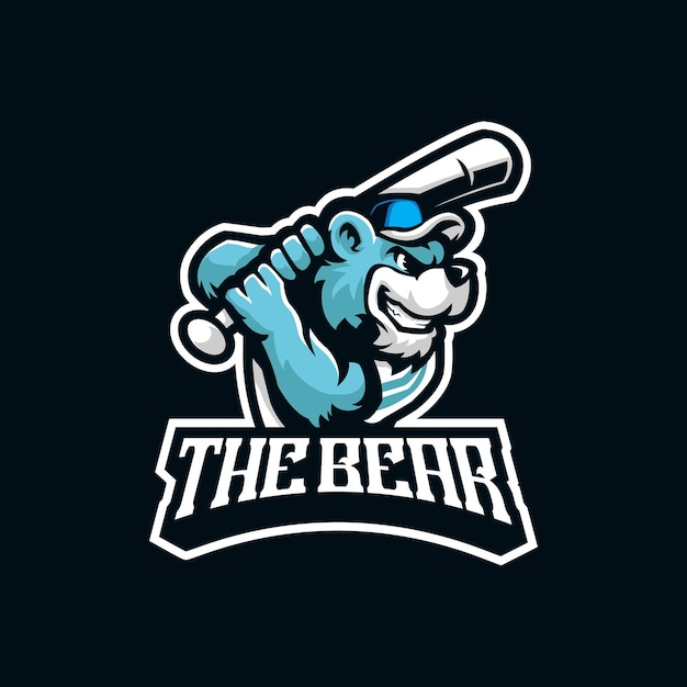 Bear mascot logo design vector with modern illustration concept style for badge emblem and t shirt printing Baseball bear illustration for sport team