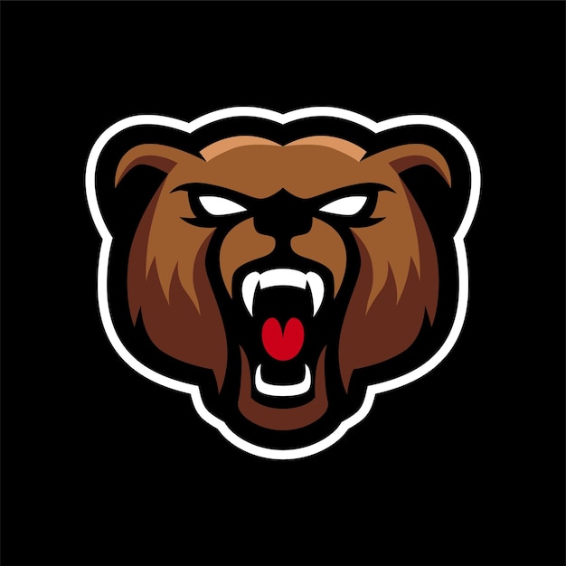 Bear Mascot Logo For Gaming Esport Vector Illustration