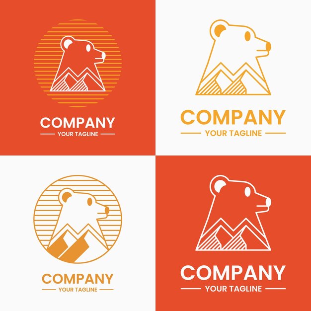 bear and mountain logo concept. animal, nature, combination and line style