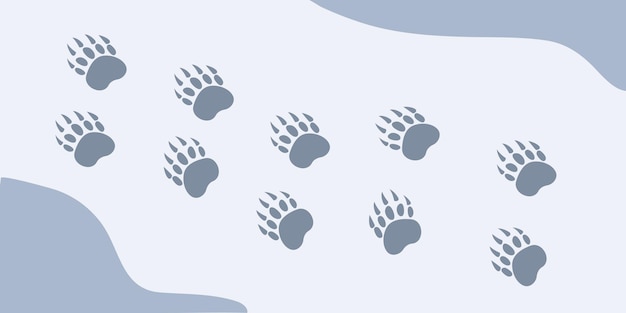 Bear paw print illustration graphic vector design animal paw print on snow