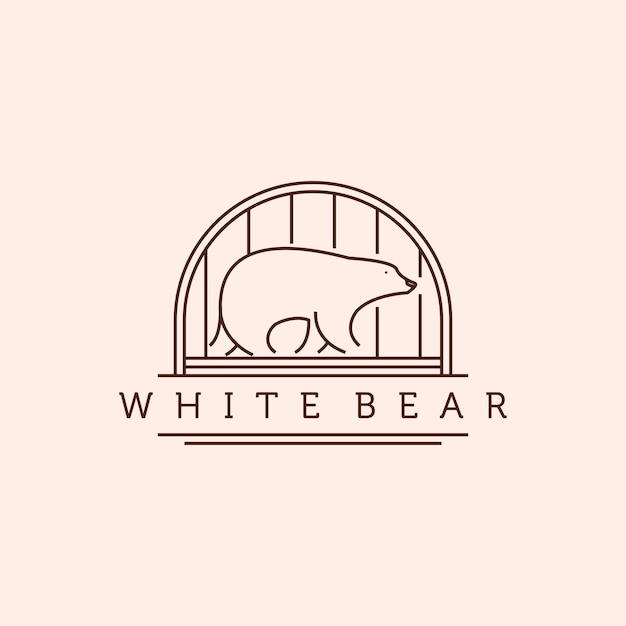 Bear Polar Bear White Bear Line Art Logo Vector Illustration Design Hand Drawn Polar Bear Logo Badge Template Design Simple Modern Minimalist White Bear Logo Concept